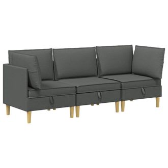 vidaXL Juego De Sof&aacute; Modular Con Almacenamiento 3 Pcs Gris Oscuro Tela Vidaxl