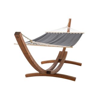 Clp Hamaca con soporte de madera y vela en Tela Gris