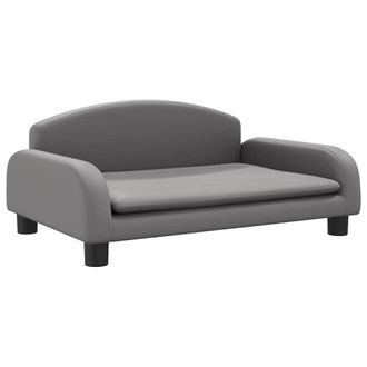 vidaXL Sof&aacute; Para Ni&ntilde;os De Cuero Sint&eacute;tico Gris 70x45x30 Cm Vidaxl