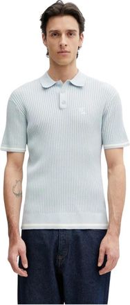 Filling Pieces Fine Knit Polo - Heren - Polos - Blauw - 2XL - Katoen - Tops