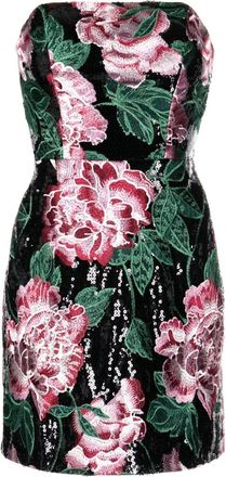 Marchesa sequin-embellished strapless minidress - women - Polyester/Polyester - 0 - Black