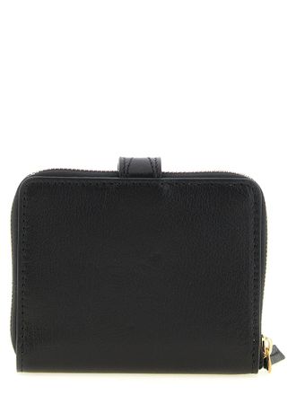 Chlo&eacute; Gold Padlock-Embellished Leather Wallet - Black