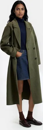 La Redoute Collections Handgemaakte oversized jas met dubbele knoopsluiting van gemengde wol