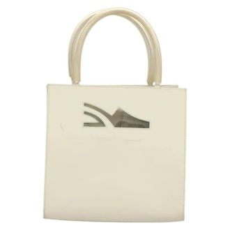 Ferragamo Vintage Patent Leather White Patent_Leather Handbag (Pre-Owned)