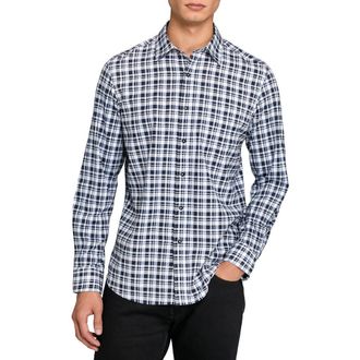W.R.K Slim Fit Plaid Reworked Cotton Button-Up Shirt in White/Black at Nordstrom, Size Xx-Large