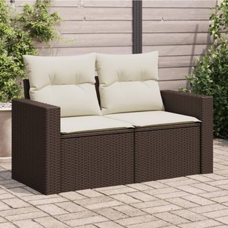 vidaXL Vidaxl - Sof&aacute; De Jard&iacute;n Con Cojines 2 Plazas Rat&aacute;n Sint&eacute;tico Marr&oacute;n