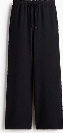 H&M Plumeti Drawstring Trousers in Black at Nordstrom, Size Xx-Small