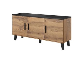 Mirjan24 Mobilier1 - Mueble Tv Larfloi 106, Roble Wotan + Negro, N&uacute;mero De Puertas: 0, N&uacute;mero De Cajones: 0, 150x69x45cm
