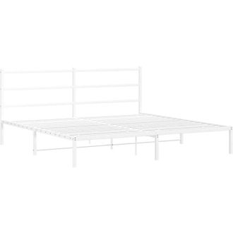 vidaXL Estructura Cama Sin Colch&oacute;n Con Cabecero Metal Blanco 180x200cm Vidaxl