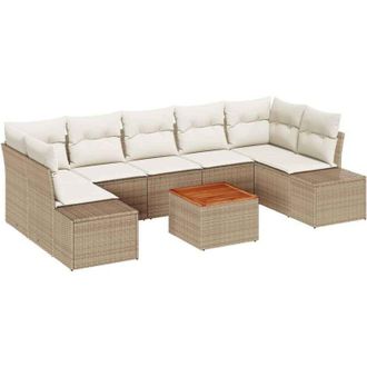 vidaXL Conjunto De Sof&aacute; De Jard&iacute;n 8 Pcs Beige, Blanco Vidaxl