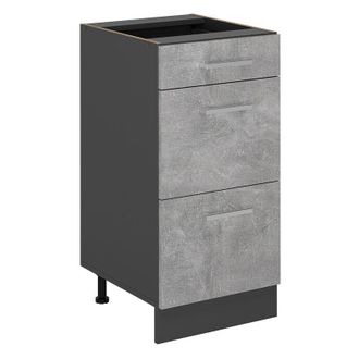 Vicco Mueble Bajo De Cocina R-line, Hormig&oacute;n, 40 Cm Con Cajones, Sin Encimera