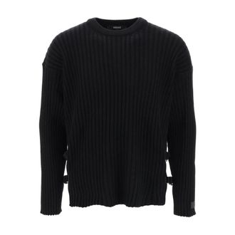 Versace Truien & Vesten, Heren, Zwart, M, Stijlvolle Ronde-hals Gebreide Trui