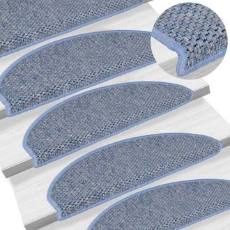 vidaXL Vidaxl - Alfombrilla Autoadhesiva Escalera Sisal 15 Uds Azul 65x21x4 Cm