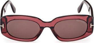 Tom Ford Cielle 52mm Oval Sunglasses in Transparent Wine/t Logo at Nordstrom