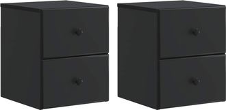 vidaXL Mesita De Noche De Pared 2 Uds. Negro 34,5 X 33 X 40 Cm Vidaxl