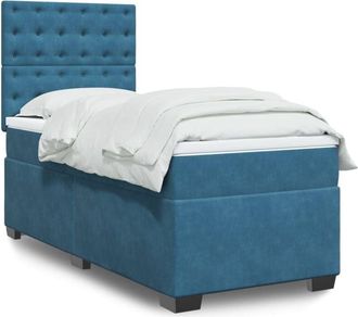 vidaXL Vidaxl - Cama Box Spring Con Colch&oacute;n Terciopelo Azul Oscuro 80x200 Cm