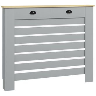 HOMCOM Radiator Cover with Drawer - Horizontal Slat - 111cm | TJ Hughes Grey