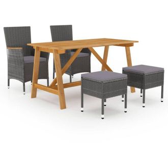vidaXL Juego De Comedor De Jard&iacute;n De 5 Piezas Gris Vidaxl