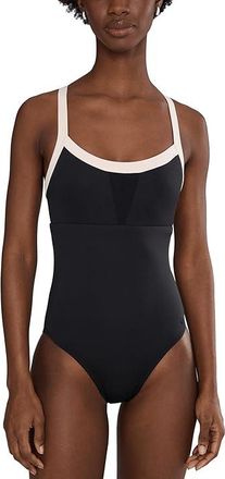 Nike Bold Color Block V-back One Piece Womens Swimsuits One Piece Black : MD, Polyester/Spandex