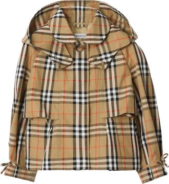 Burberry Check Hooded Trench Jacket