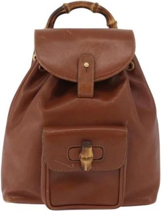 Gucci Vintage, unisex, Bruin, ONE Size, Leer, Pre-owned Vintage Leder Rugzak