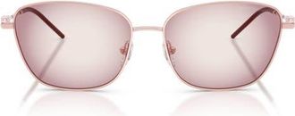 Emporio Armani 57mm Irregular Sunglasses in Shiny Metalized Pink /Violet at Nordstrom