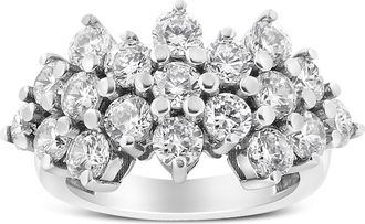 House of Brilliance 14K White Gold 4.0 Cttw Diamond Multi Row Scatter Band Ring