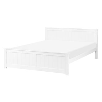 Beliani Cama Con Somier De Madera De Pino Mdf Minimalista Escandinavo 140 X 200 Cm Blanco Sabran