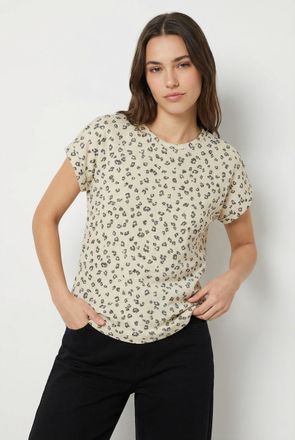 Vero Moda Strickpullover VERO MODA VMBRIANNAMIX SS O-NECK PULLOVER BOO, Damen, Gr. XL, silber mink aop:schwarz leo, Strick, Obermaterial: 58% Viskose, 38% Polye