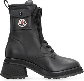 Moncler Schoenen, Dames, Zwart, 36 EU, Leer, Gigi Veterleren Enkellaarsjes