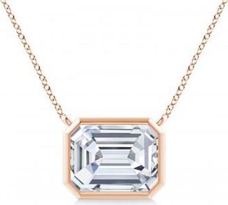 Allurez Lab Diamond Bezel Pendant Necklace 14K Rose Gold (2.10ct)