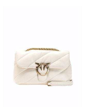 Pinko Large Love Bag Puff Shoulder Bag White Silk/Antique Gold