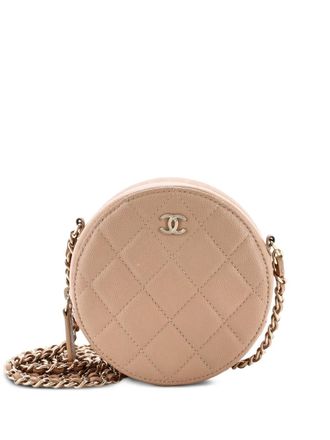 Chanel Round Clutch with Chain Quilted Caviar Mini crossbody bag - Bruin