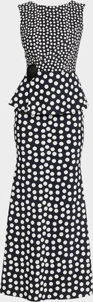 La Petite Robe Di Chiara Boni Koha Polka Dot Peplum Mermaid Gown
