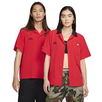 Nike SB Short-Sleeve Button-Up Bowler Shirt Team Japan FZ4057-657