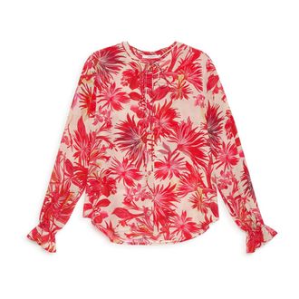 Maliparmi Blouses, female, Red, Size: XL Botanical Jungle Shirt
