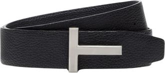 Tom Ford Soft Grain Leather Reversible T Belt - Heren - Riemen - Zwart - 100 CM - Leer - Accessoires