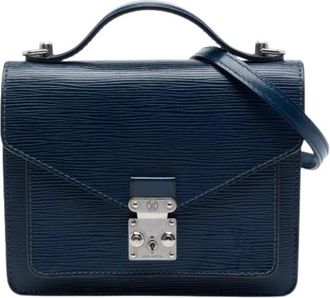 Louis Vuitton Pre-owned Monceau Cross Body Bag - Dames - Vintage Schoudertas - Blauw - ONE Size - Leer - Vintage