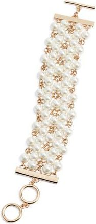 Nordstrom Faux Pearl Bracelet in White- Gold at Nordstrom Rack