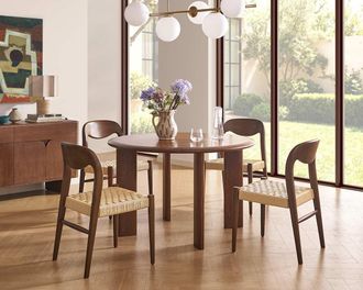 Castlery Nico Round Dining Table, 47.2 Brown American Oak, Castlery