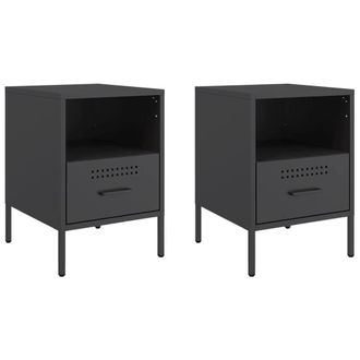Berkfield Home Bedside Cabinets 2 pcs Black 36x39x50.5 cm Steel