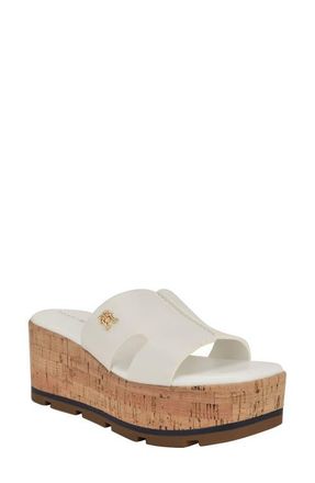Tommy Hilfiger Heliena Platform Wedge Slide Sandal in Whi01 at Nordstrom, Size 6.5