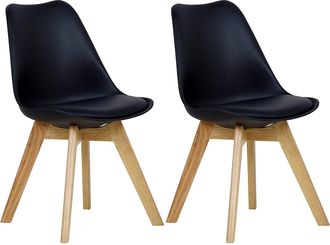 Woltu Woltu Chaise De Salle &Agrave; Manger Lot De 2, Chaise De Cuisine, Pied En Bois, Style Nordique, Noir