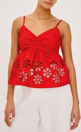 Rails Meru Embroidered Cotton Camisole in Scarlet at Nordstrom, Size Xx-Small