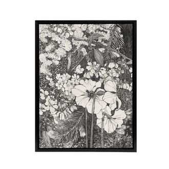 Artery8 Spring Flowers Black & White Framed Canvas Wall Art Print van Hoytema in Grey | Size: W24 x H32