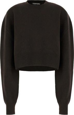 Tom Ford Trui met ronde hals - Dames - Ronde hals truien - Bruin - M - Wol - Truien & Vesten