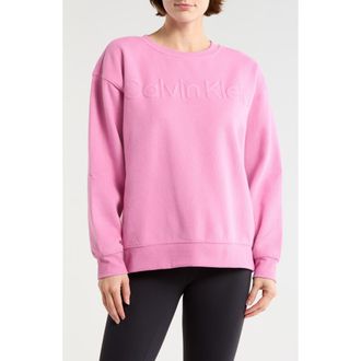 Calvin Klein Puff Print Fleece Sweatshirt in Raspberry Cream at Nordstrom Rack, Size X-Large