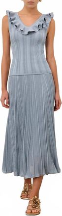 Zimmermann Aster Midi Skirt In Metallic Blue