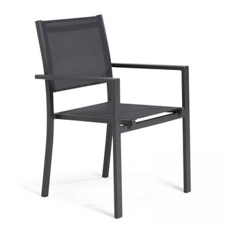 Oviala Silla de jard&iacute;n de aluminio y textilene color gris