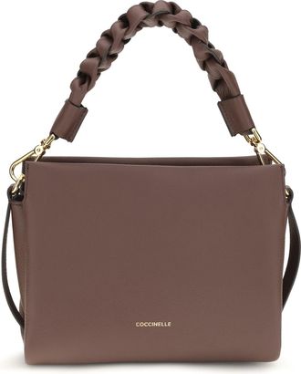 Coccinelle Womens Calf Leather Handbag Boheme Grana Double - Berry-Winter Rose Handbags Berry/winter Hand Bags